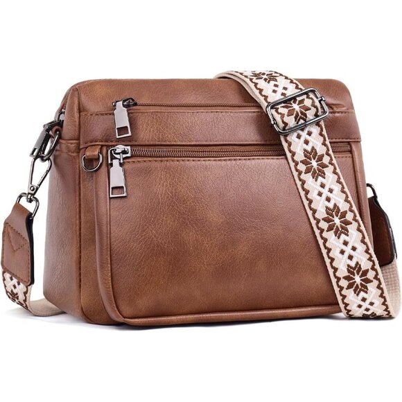 Handbags - Vegan Leather Crossbody Bag for Women Organizer RFID Card Slots Compact